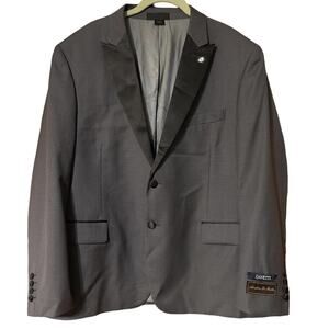 Zanetti Lanificio Di Biella 46S NEW Wool Sienna Tuxedo Jacket Gray Black Trim